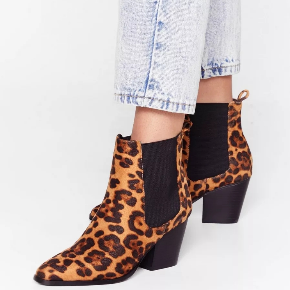 Nasty Gal Black and Brown Heeled Boots